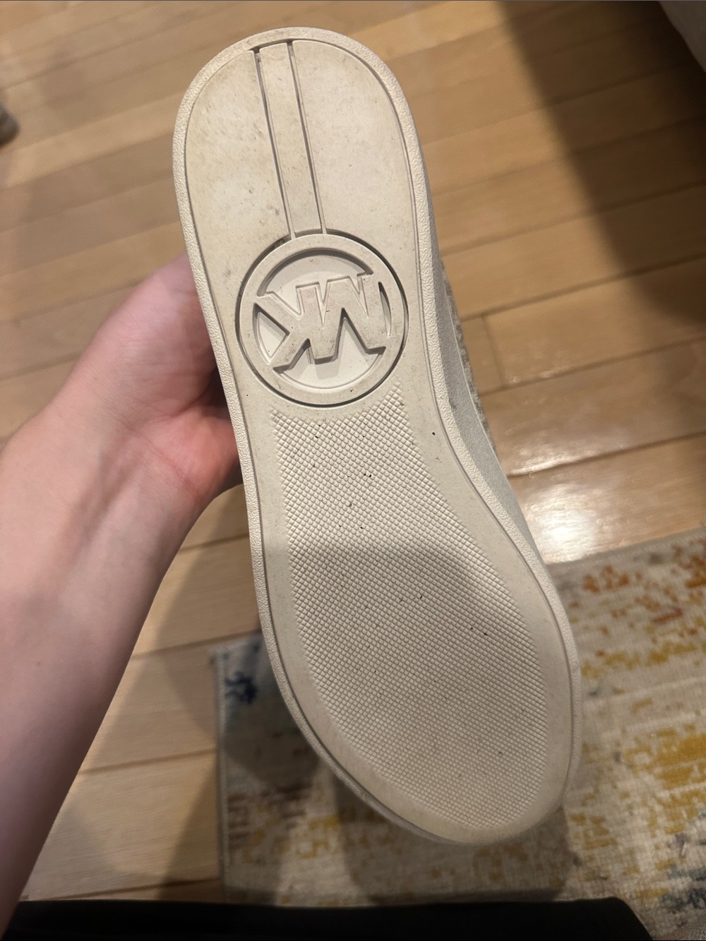 Michael Kors Cream and Gold MK Logo Low-Top Sneakers - Picture 10 of 12
